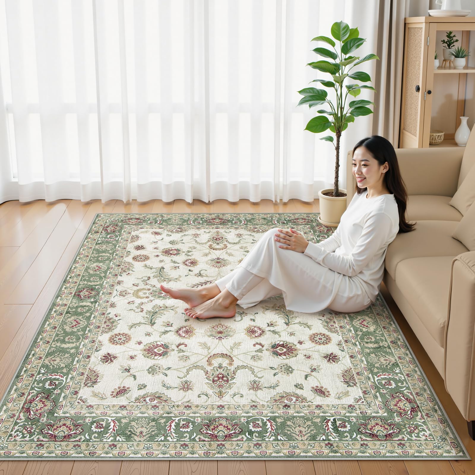 Amazon | HAOCOO カーペット 200х250cm 3畳 滑り止め ペルシャ風 ラグ
